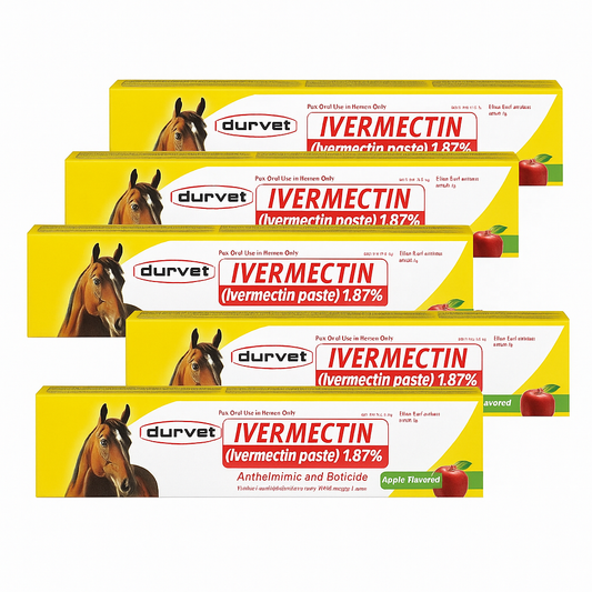 Ivermectin Paste Dewormer for Animals – 1.87% Apple Flavor – 6.08g Oral Dose – 6 Tubes